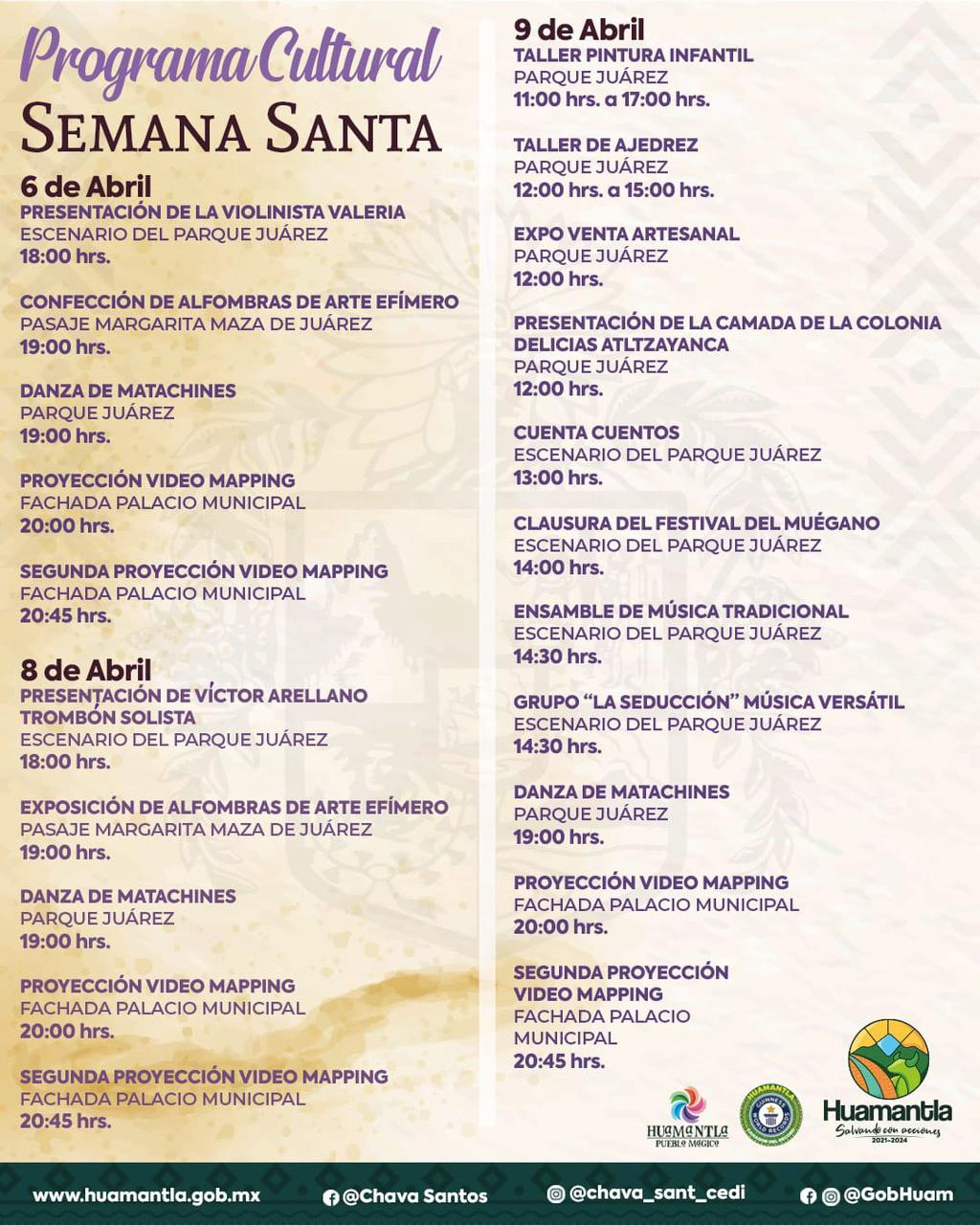 Invita Ayuntamiento de Huamantla a disfrutar  programa cultural de Semana Santa